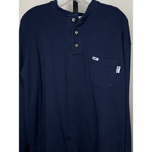 TYNDALE Mens Navy Blue Arc Rated Flame Resistant Long Sleeve Henley Shirt XL‎
